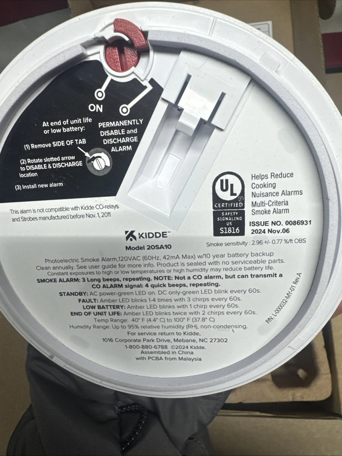 Kidde 20SA10 Hardwired Smoke Detector, 10-Year Battery, Interconnectable