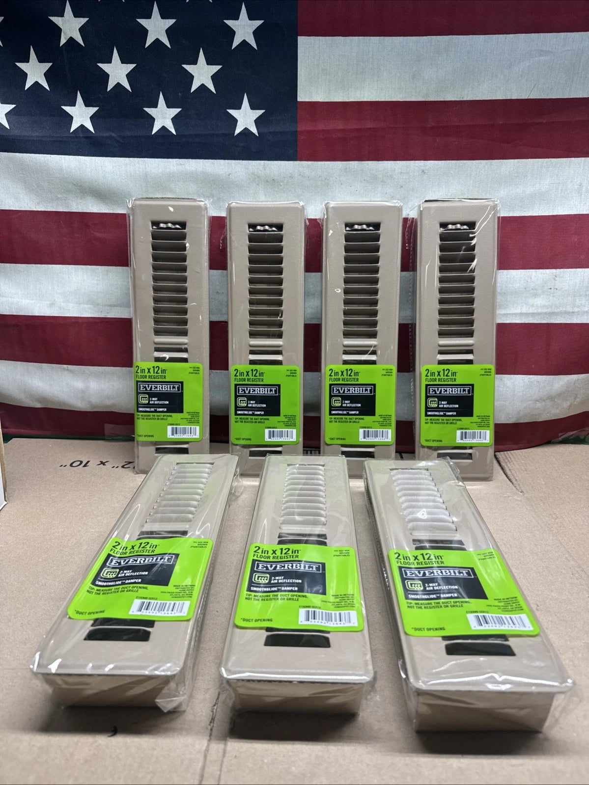 7PK Everbilt Floor Air Register 2 in. x 12 in. 2-Way Steel, Powder Coated Brown