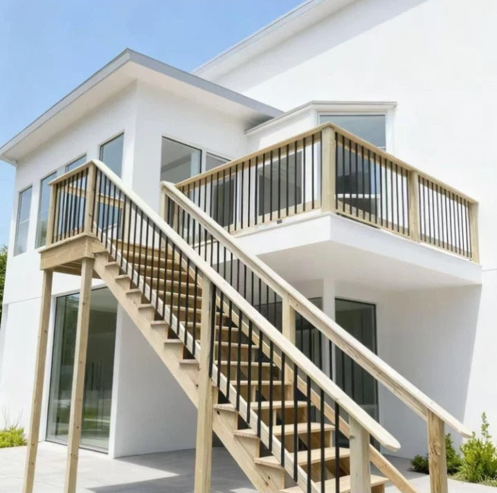 25 Pack 36" Black Aluminum Rectangle Deck Balusters with End Caps&Stainless...