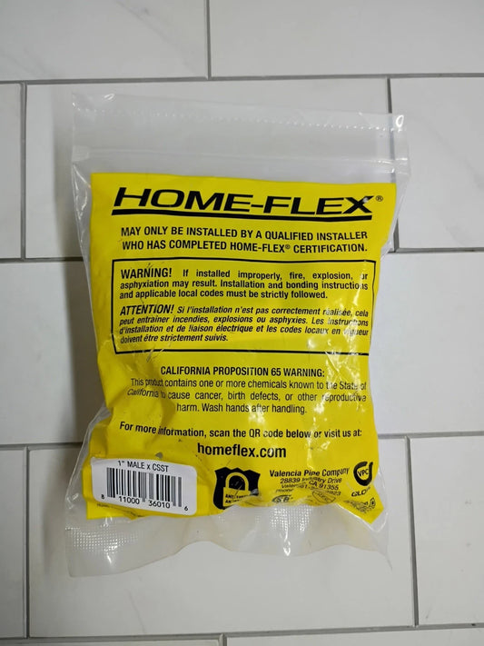 HOME-FLEX 1 in. CSST x 1 in. MIPT Brass Male Adapter Sealed New