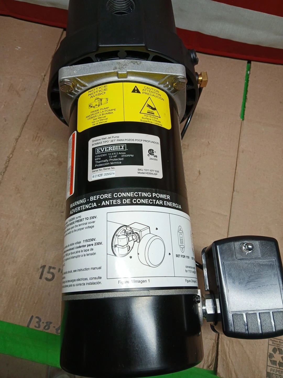 Everbilt Shallow Well Jet Pump Plastic 1/2HP HDSWJ5P