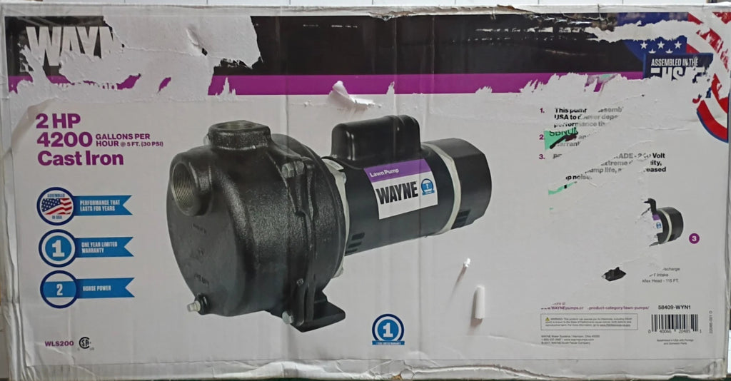 Wayne WLS200 2 HP Permanent Lawn Irrigation CST Iron Sprinkler Pump Open Box,