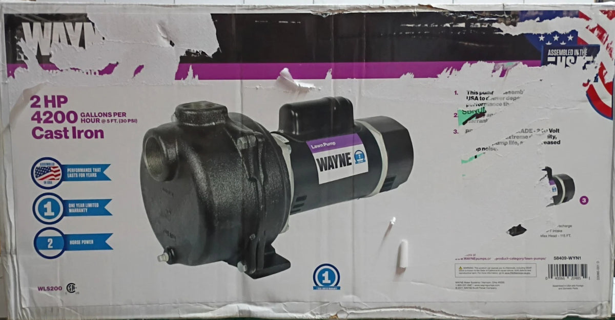 Wayne WLS200 2 HP Permanent Lawn Irrigation CST Iron Sprinkler Pump Open Box,
