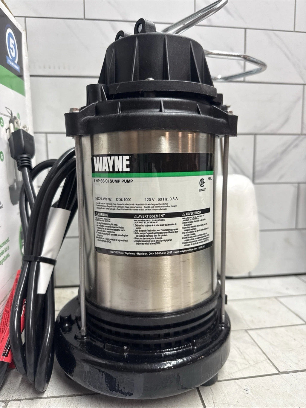 Wayne CDU1000 - 1HP Submersible Sump Pump Stainless Steel & Cast Iron 6100GPH
