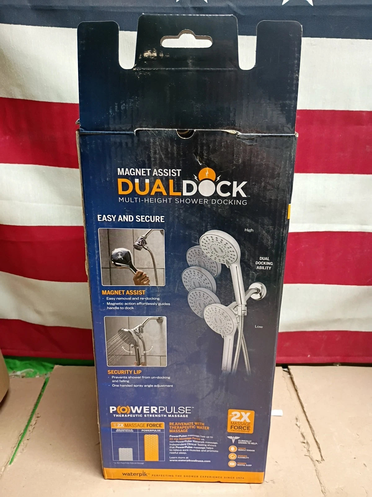 2 PkWaterpik 8-Spray Wall Mount Magnet Multi Height Handheld Shower Head 1.8 GPM