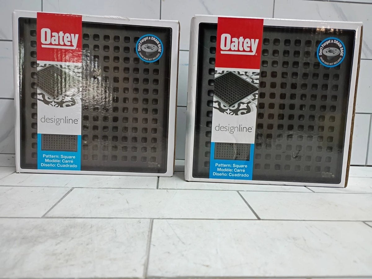 2PK Oatey Designline Square Shower Drain Matte Black 6" x 6" Open Box