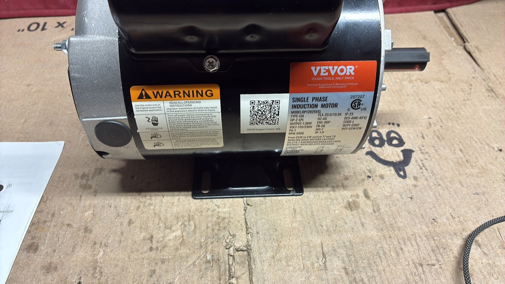 2HP SPL A/C Electric Motor 115/230V 10/20Amp 3450RPM 5/8" Key Shaft DP120256SL
