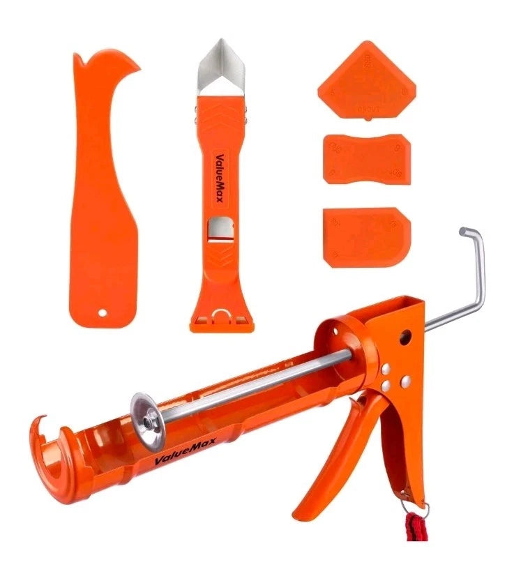 Caulk Gun and Caulk Scraper Kit, 10OZ Smooth Silicone Caulking Gun with Caulk OB