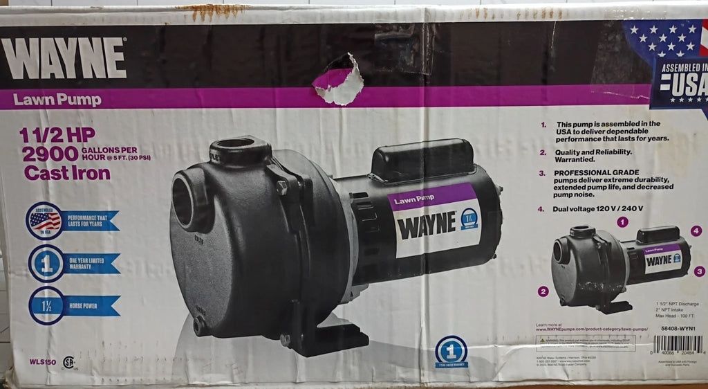 Wayne WLS150 1-1/2HP 230V Cast iron Lawn Irrigation Sprinkler pump FOR PARTS ONL