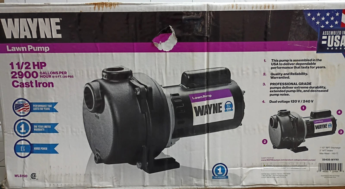 Wayne WLS150 1-1/2HP 230V Cast iron Lawn Irrigation Sprinkler pump FOR PARTS ONL