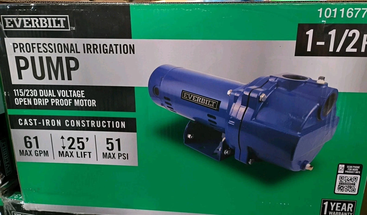 Everbilt 1-1/2 HP Cast Iron Lawn Irrigation Pump 115 /230 Dual Voltage FOR PARTS