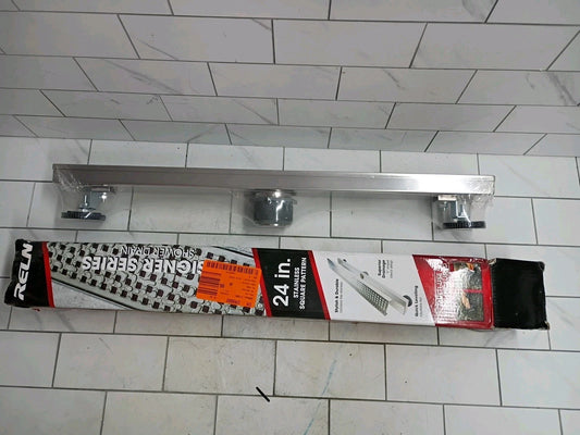 24 in. Stainless Steel Linear Shower Drain with Square Pattern Drain Cover NEW