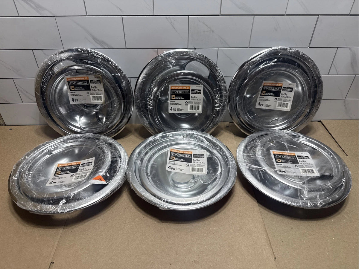 Lot Of 6 (4PKs) Everbilt 8”/6” Universal Chrome Drip Bowl for Electric Range OB