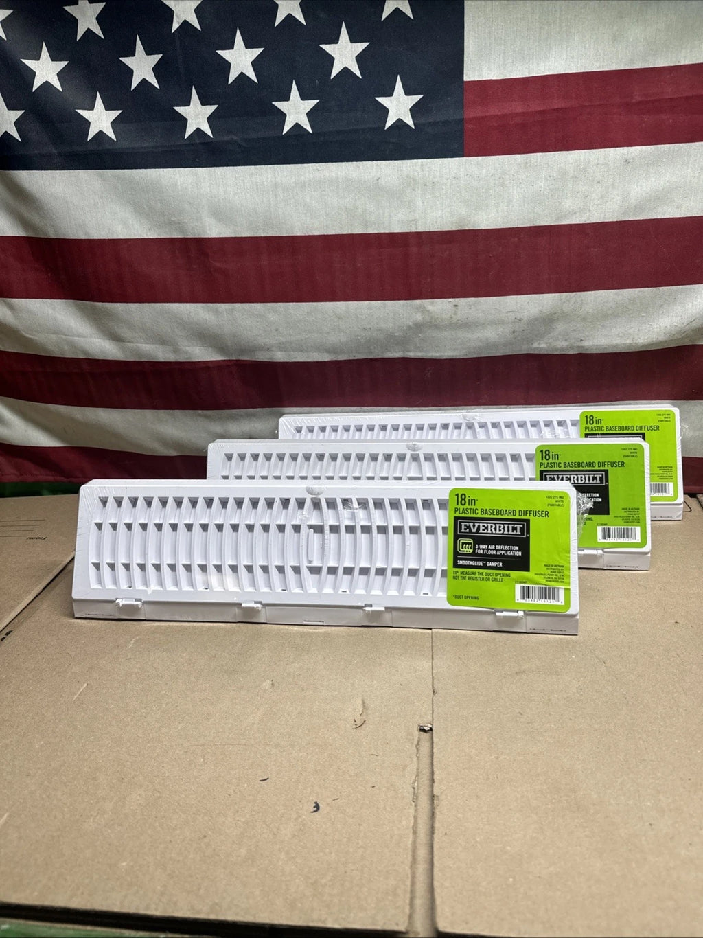 3PK Everbilt 18 in. 3-Way Plastic Baseboard Diffuser Supply - White.
