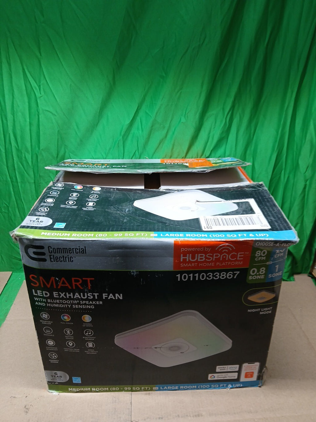 Commercial Electric 80 /110 CFM Ceiling Mount Room Side Installation Smart..