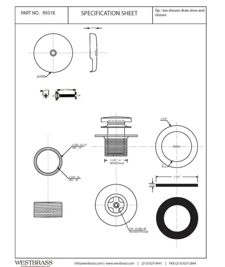 Universal Tip-Toe Bathub Drain Trim Kit with 1-1/2 in. Adapter Bushing and...