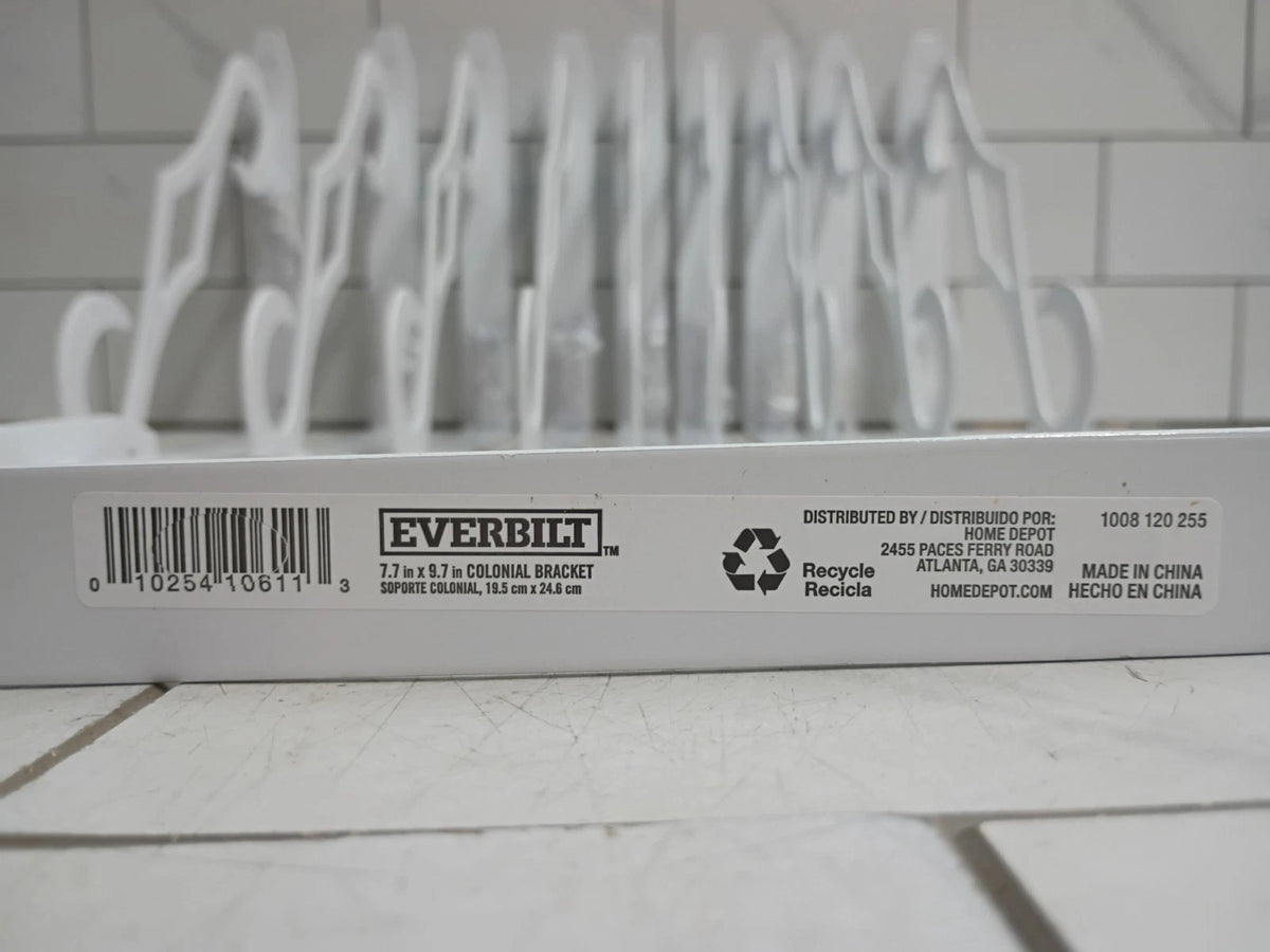 (10 pack) Everbilt colonial 9.7in x 7.7in decorative shelf bracket white 50lbs