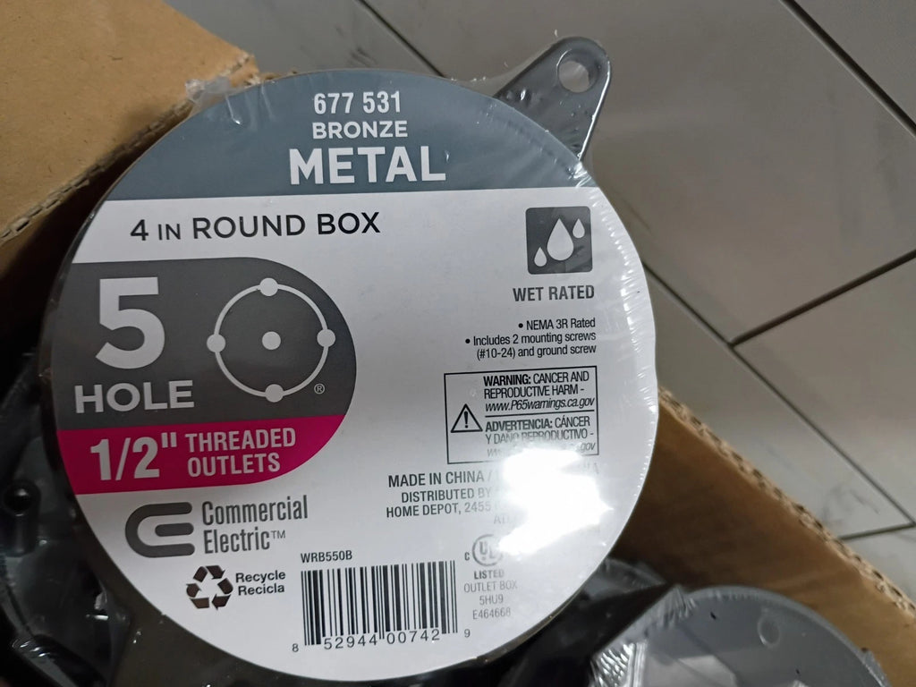 (13 Pk) Commercial Electric Round Weatherproof Box With 1/2 Holes Steel Bronze