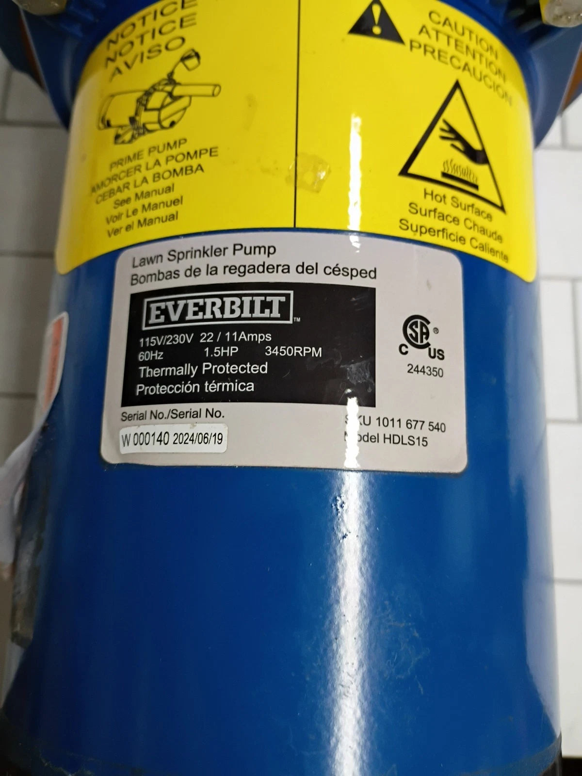 Everbilt 1-1/2 HP Cast Iron Lawn Irrigation Pump 115 /230 Dual Voltage FOR PARTS