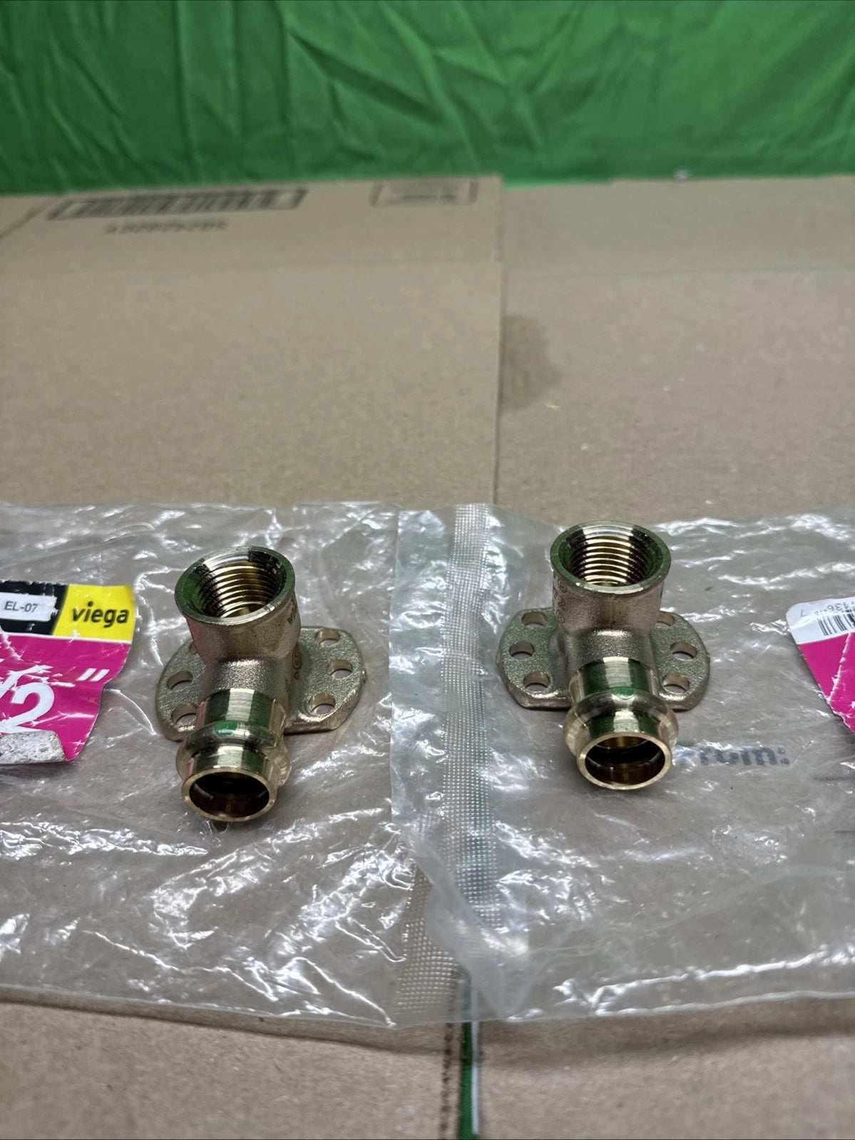 2PK Viega ProPress 1/2" Press x 1/2" FPT Zero-Lead Bronze 90° Drop Ear Elbow
