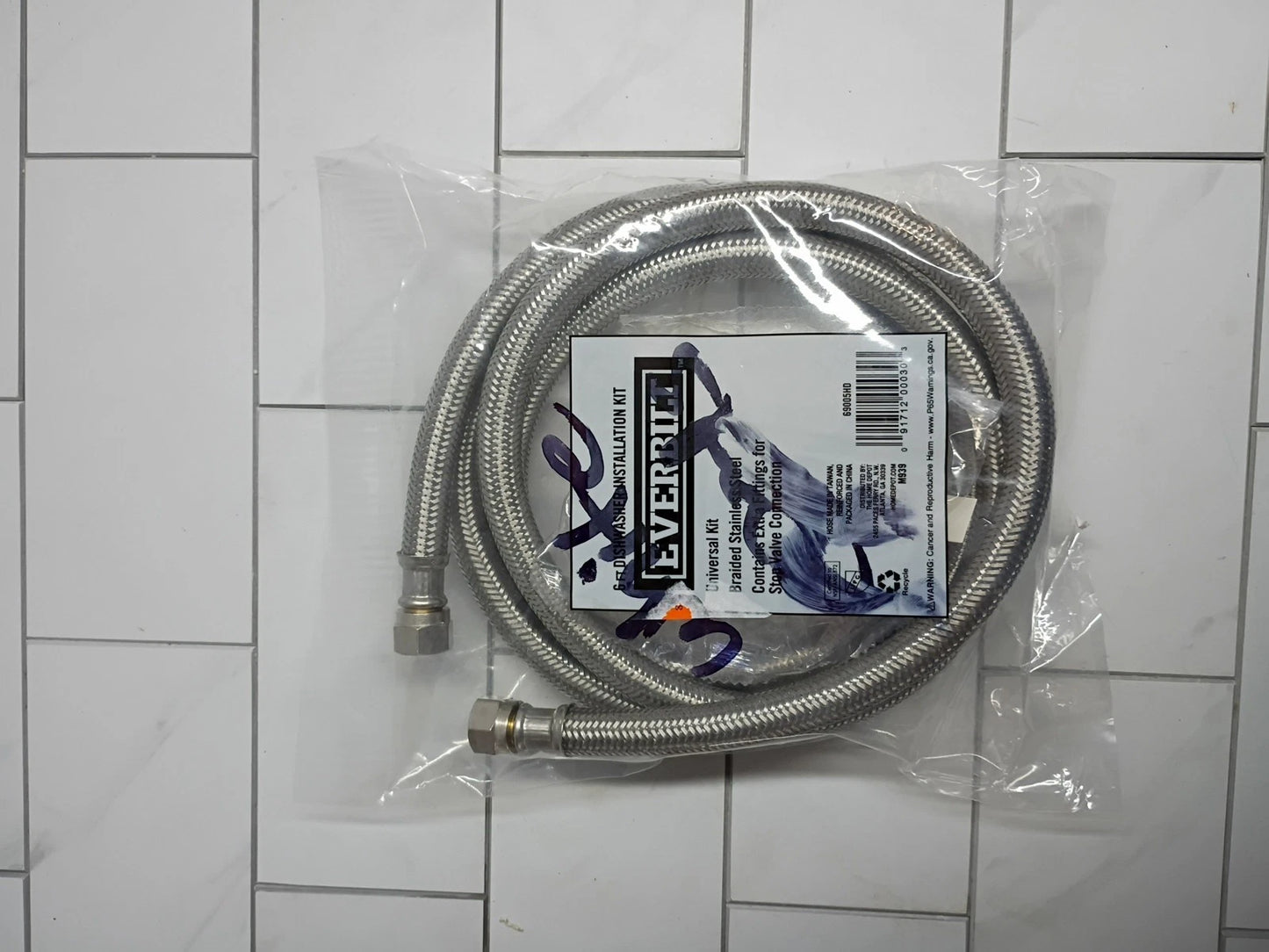 Everbilt 69005 Universal 6ft Kit Stainless Steel Dishwasher Installation Kit New