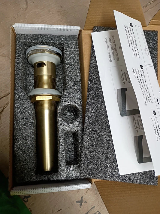 BWE A-90-04-N Bathroom Sink Pop-Up Drain with Overflow Brass, Open Box,