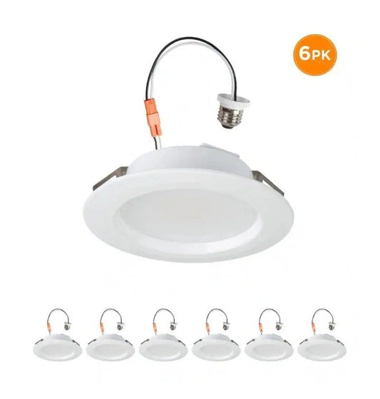 6 Pack ProGrade Series 4 in. Integrated LED Recessed Retrofit Light, New
