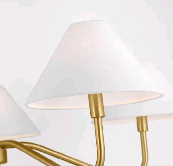 Gold Chandelier with Shades 5 Light Ceiling Light Fixture Linen Fabric Open Box