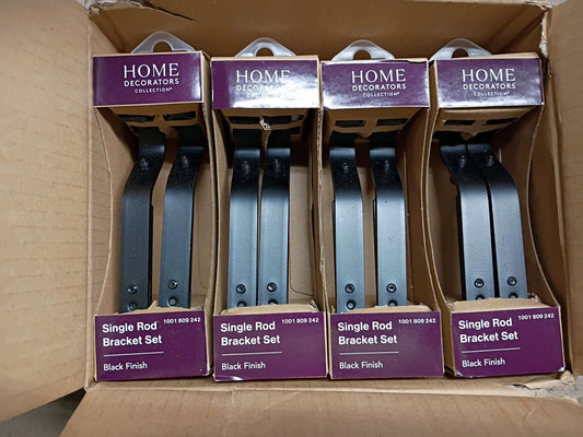 4Pk Home Decorators Collection Single Rod Bracket Set in Black FinishU-BK885059F