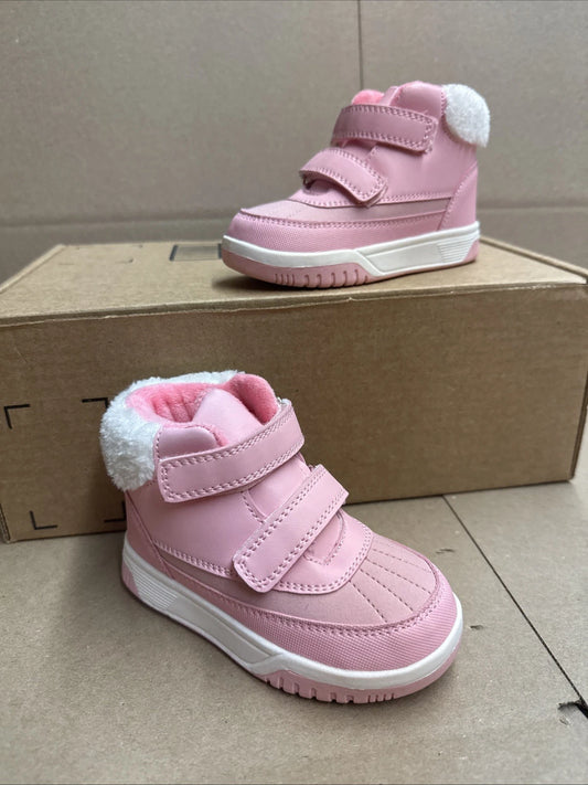 BMCiTYBM Baby Fur Lined Snow Boots pink Strap size 8