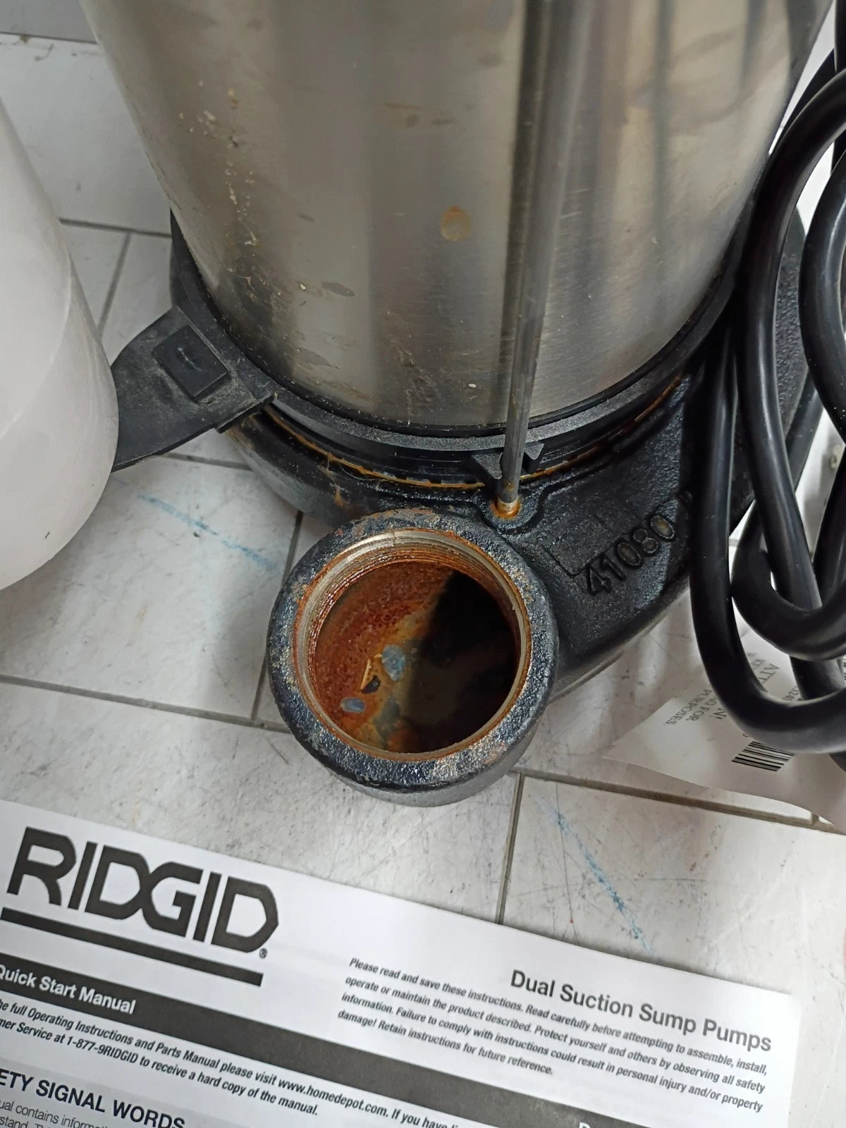 Ridgid 1/2 HP Stainless Steel Dual Suction Sump Pump, 500RSDS Used