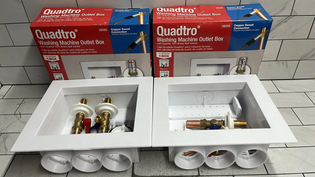 2 OATEY Quadtro 38569 - 1/2" PEX Washing Machine Outlet Box 1/4 Turn Valves