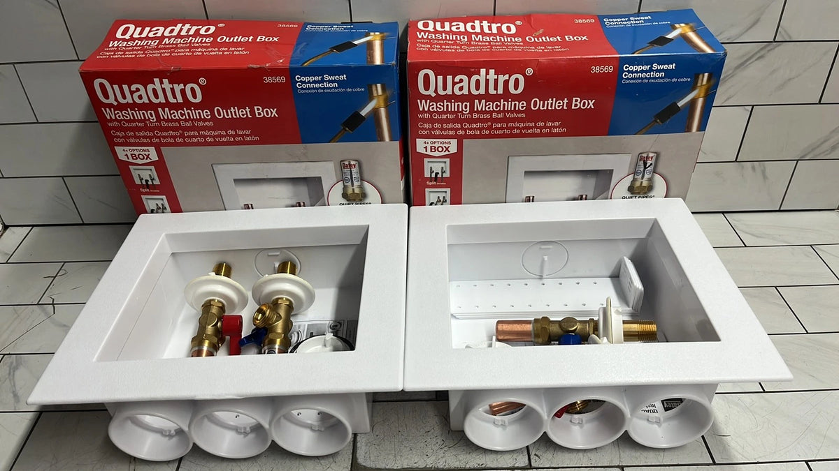 2 OATEY Quadtro 38569 - 1/2" PEX Washing Machine Outlet Box 1/4 Turn Valves