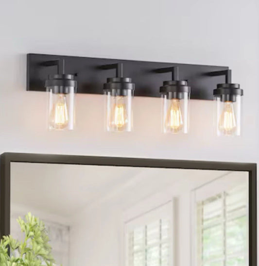 KAWOTI Olan 30-inches 4 -Light Matte Black Traditional Vanity light