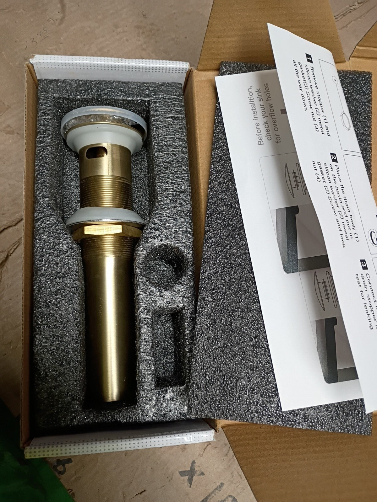 BWE A-90-04-N Bathroom Sink Pop-Up Drain with Overflow Brass, Open Box,