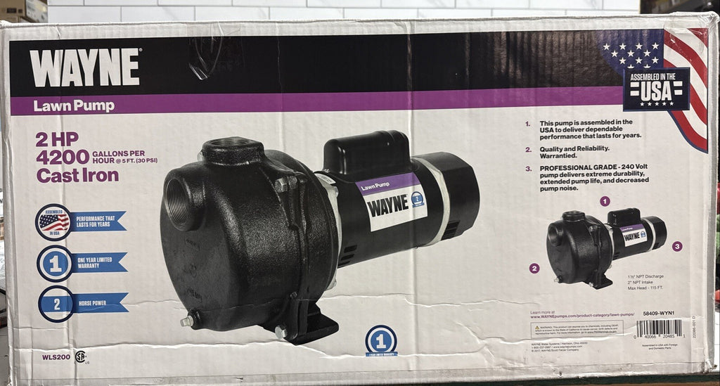 Wayne WLS200, 2 HP Permanent Lawn Irrigation Sprinkler Pump 240V Open Box