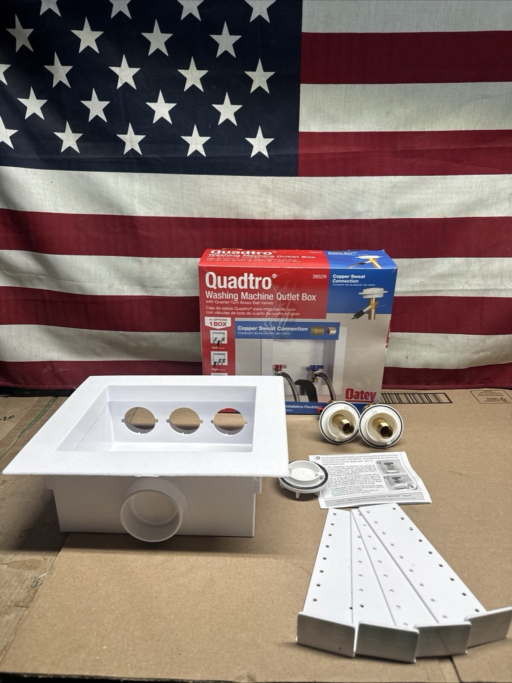 Oatey 38529 Washing Machine Center Drain Outlet Box With Valves NOB _