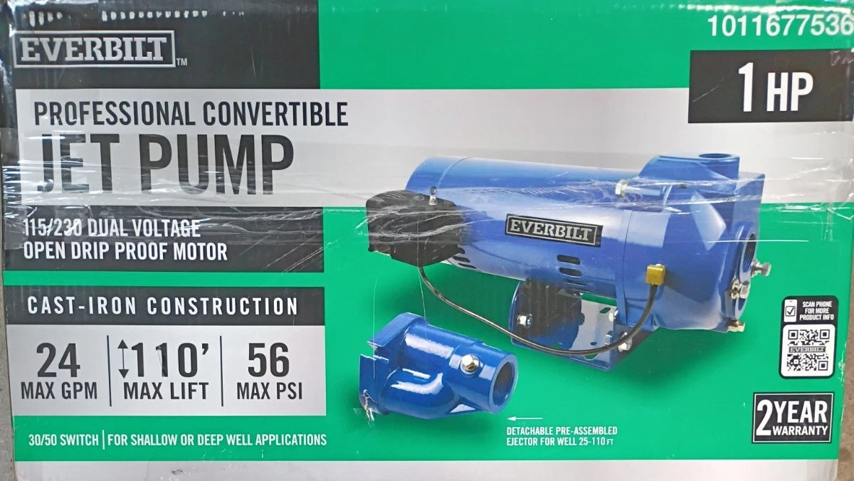 Everbilt HDCWJ10 1 HP Professional Convertible Jet Pump For Parts Only READ