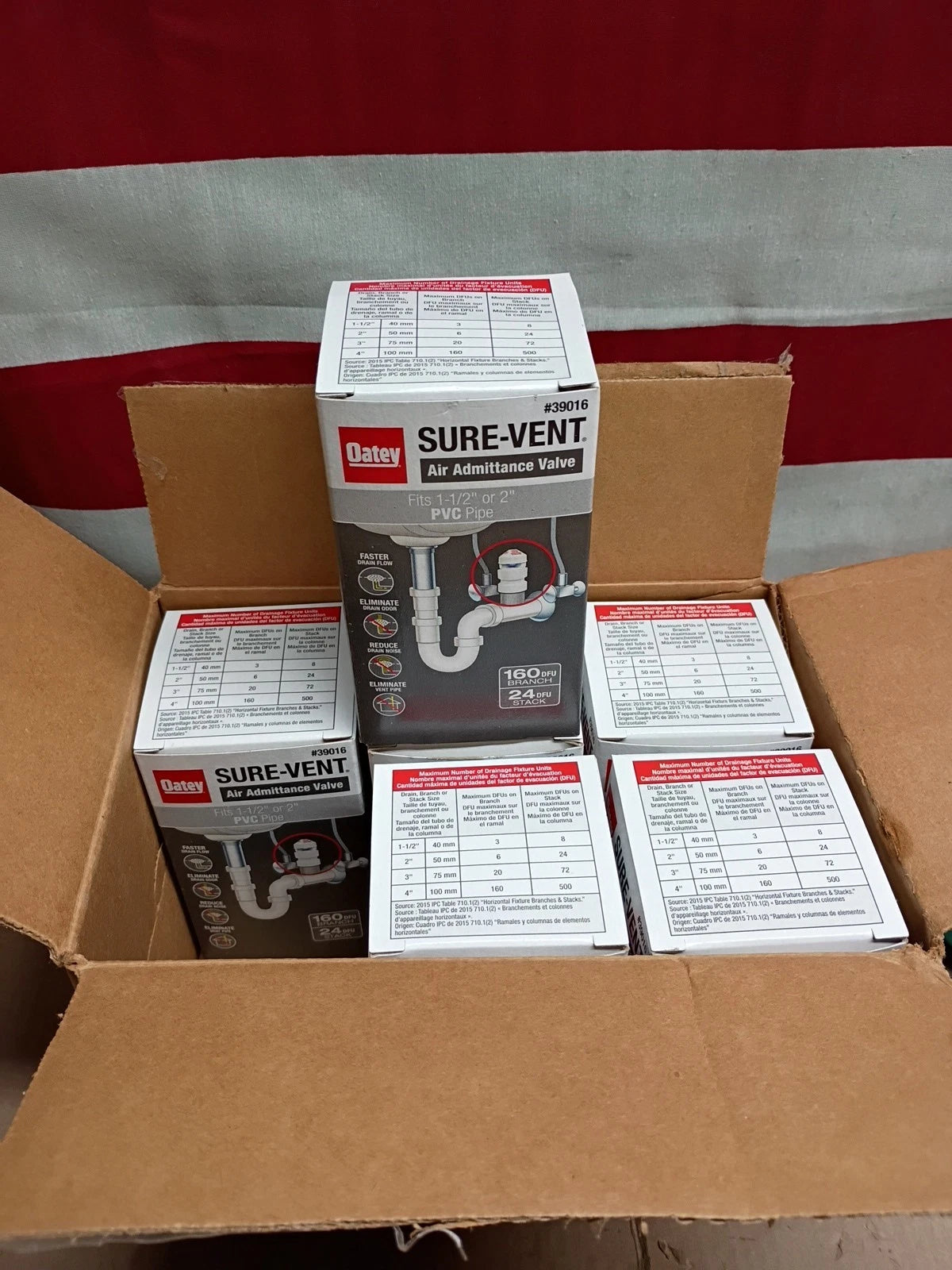 6pk Oatey 39016, Sure-Vent 1-1/2 in. x 2 in. PVC Air Admittance Valve New OB |