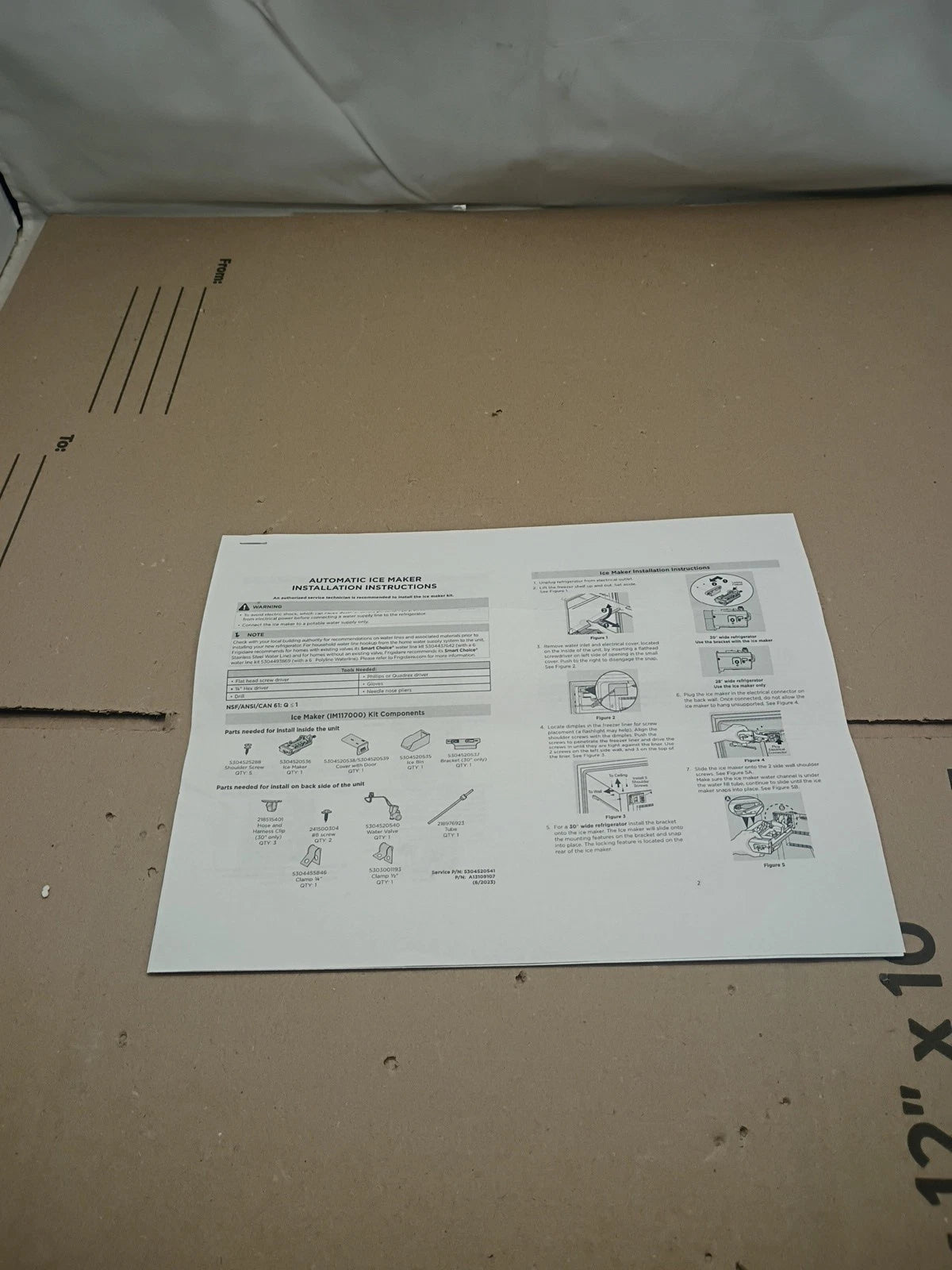 Frigidaire Top Mount Refrigerator Icemaker Installation Kit Missing Clamps