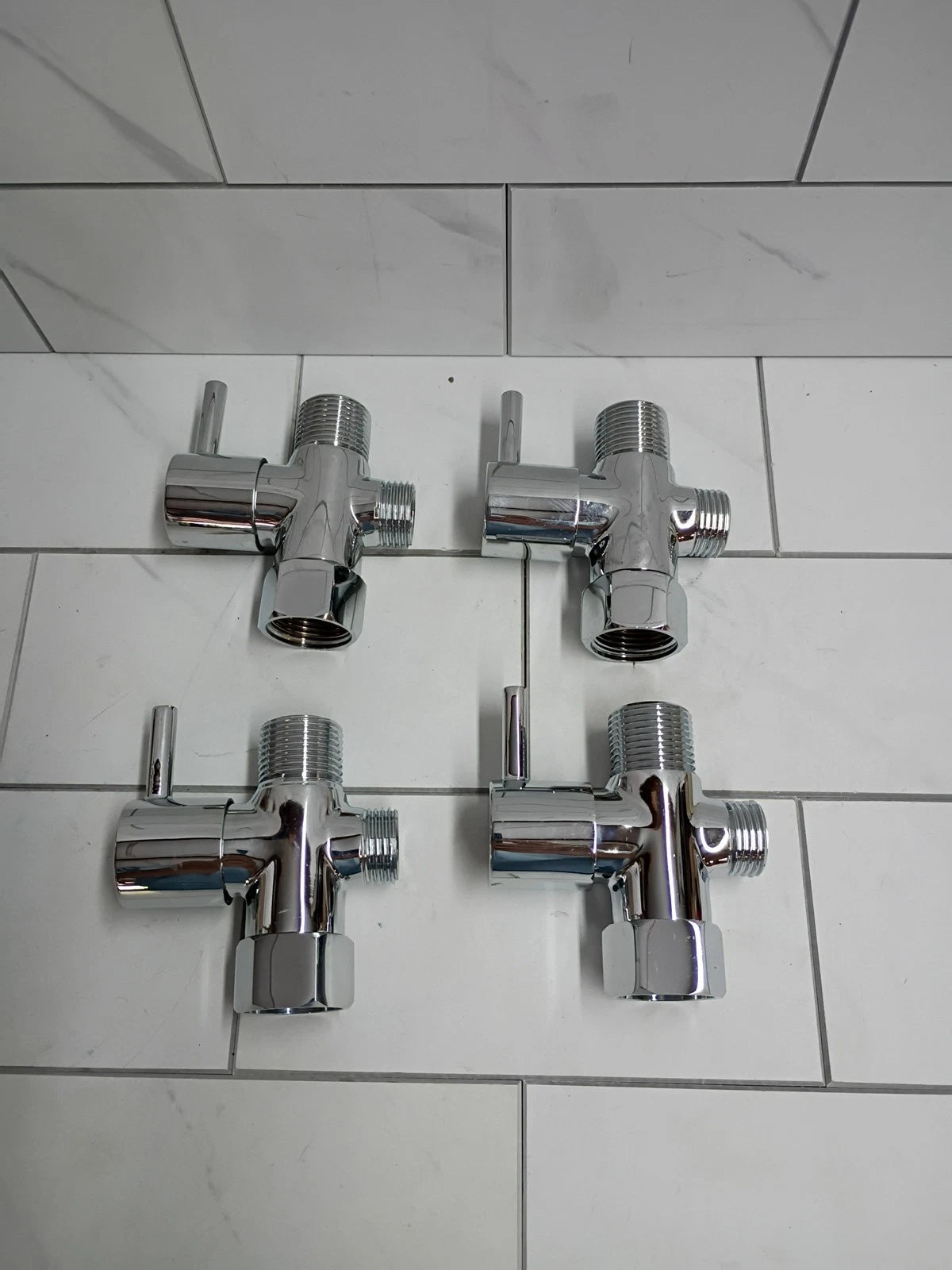 4pk Solid Brass 3-Way 1/2 Shower Diverter (Chrome Plating) New Open Box READ DES