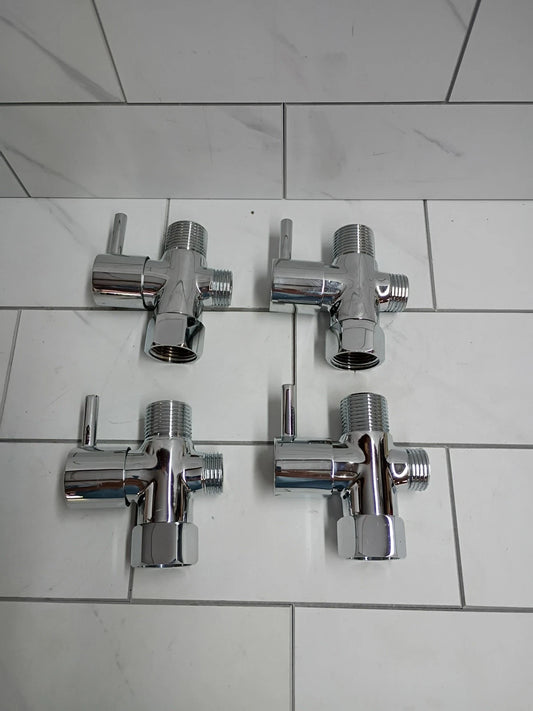 4pk Solid Brass 3-Way 1/2 Shower Diverter (Chrome Plating) New Open Box READ DES