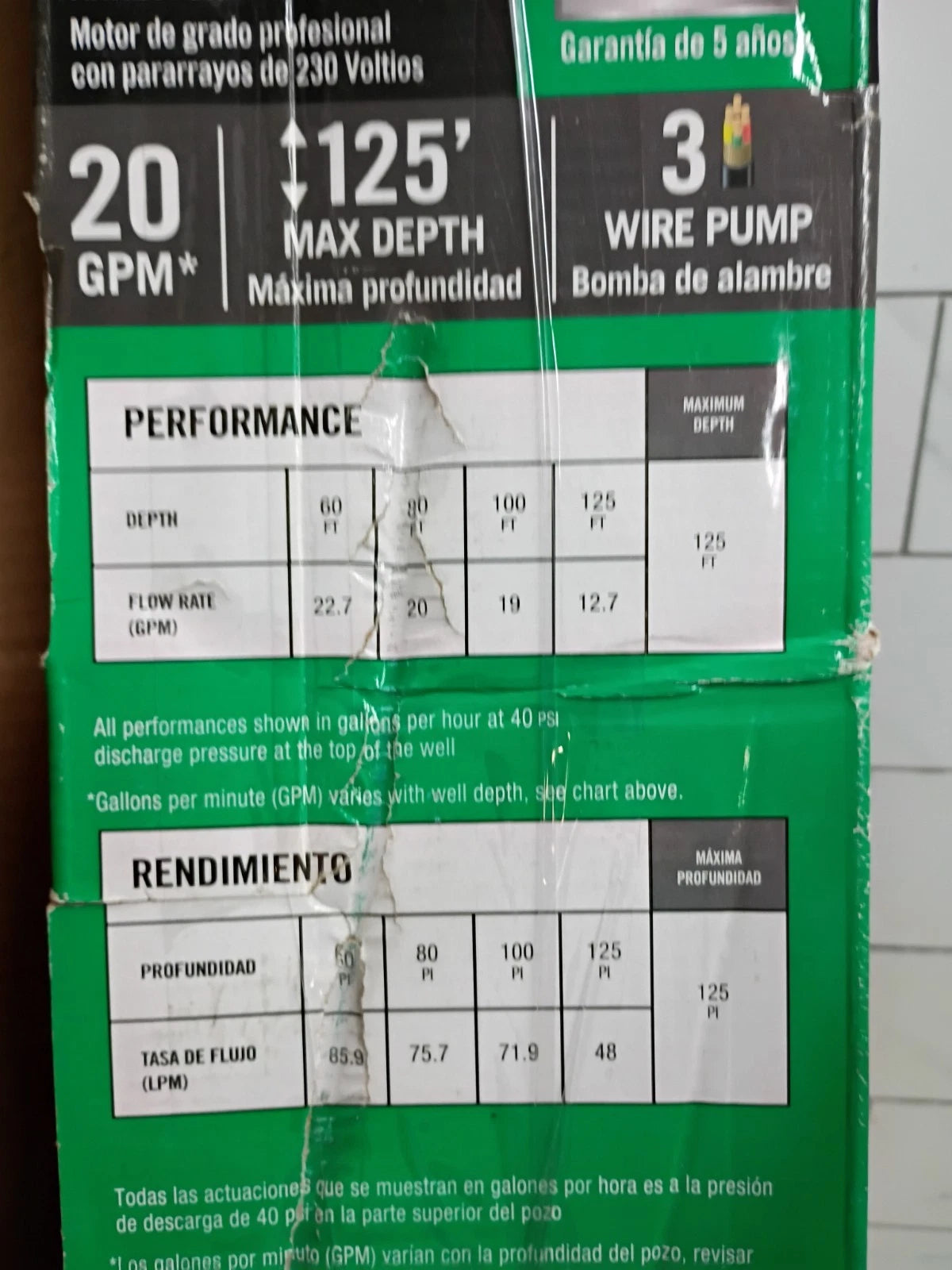 Everbilt 1HP Submersible 3-Wire 20GPM Well Pump HDSUB10-203 NEW OPEN BOX