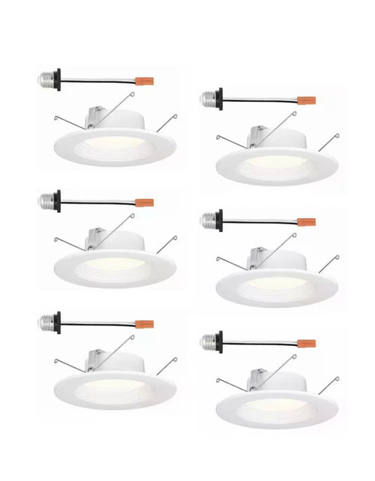 6Pack EnviroLite 5in. / 6 in. Integrated LED White Round Baffle Recessed Light..