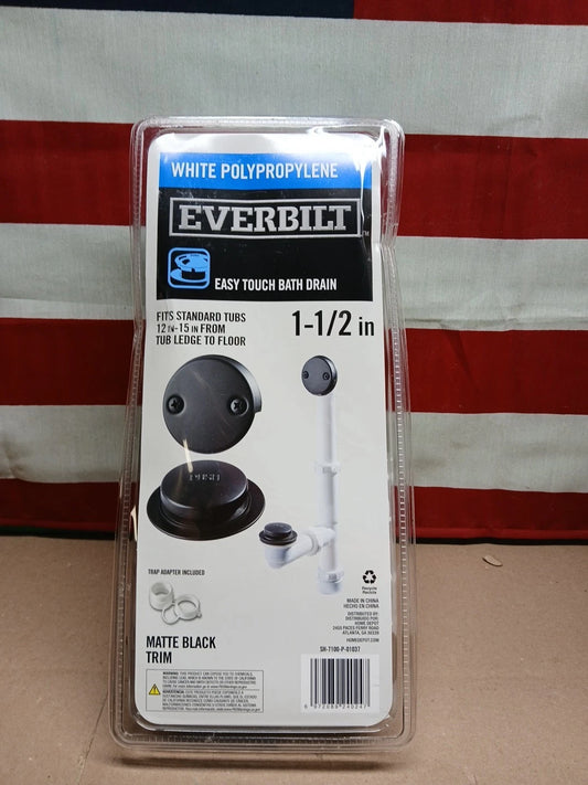 Lot Of 4 Everbilt Easy Touch 1-1/2 in. Poly Pipe Bath Waste & Overflow Drain