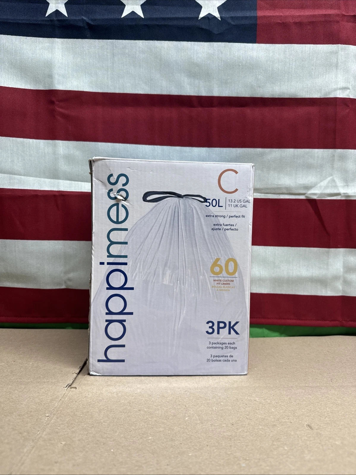 HPM3000C-WHITE 13.2 Gallon Kitchen Drawstring Trash Bags, Trash Can Liner, Wh...