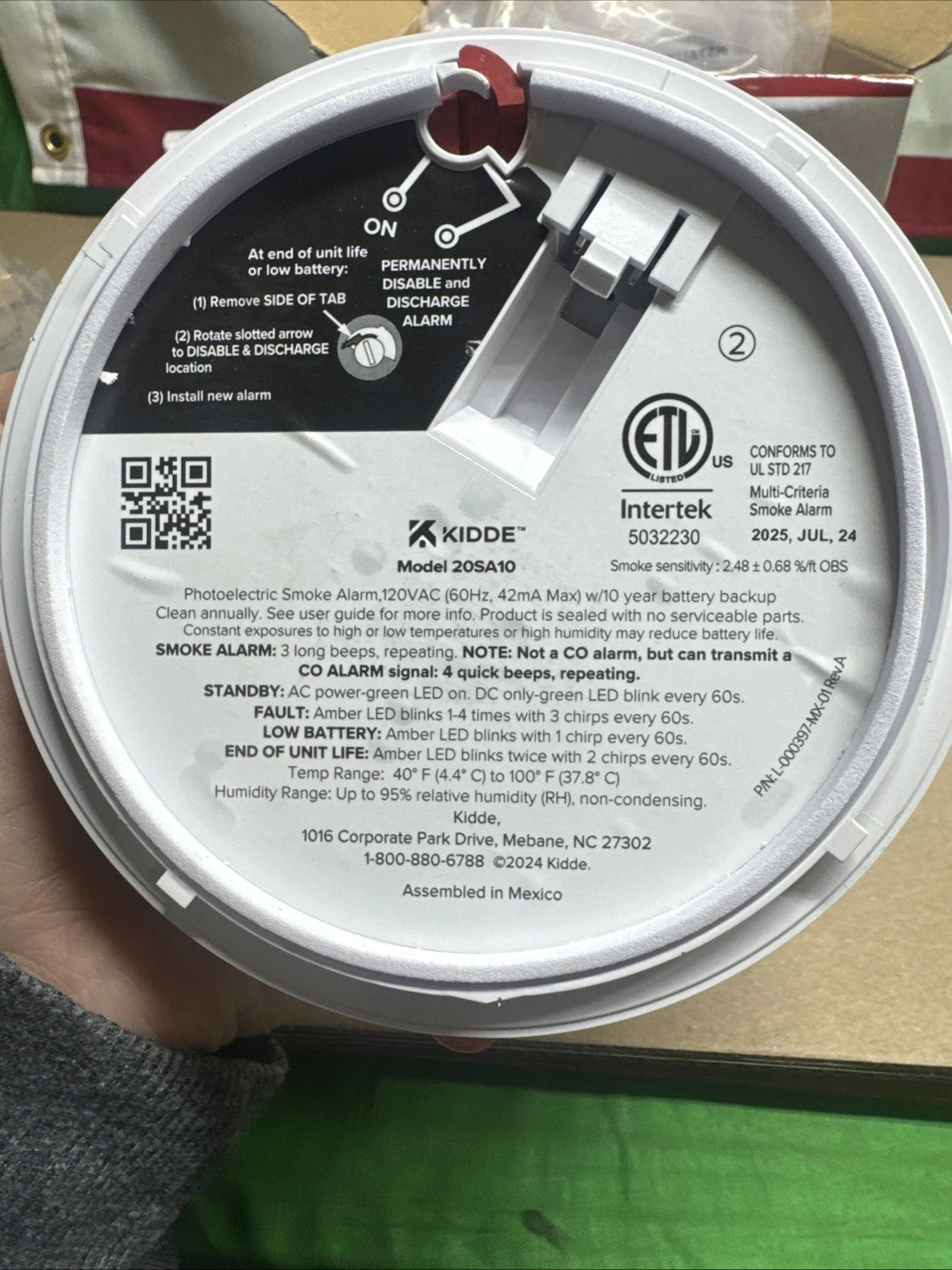 Kidde Smoke Alarm Model 20SAR Hard Wired Detector, battery, 4 Pack NEW OPEN BOX