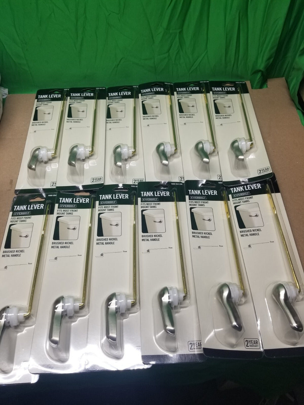 12pck Front Mount Toilet Tank Lever in Brushed Nickel NEW