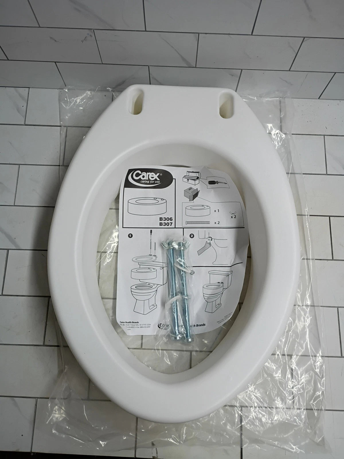 Carex Toilet Seat Riser, Elongated Raised Toilet Seat Adds 3.5 inches Open Box