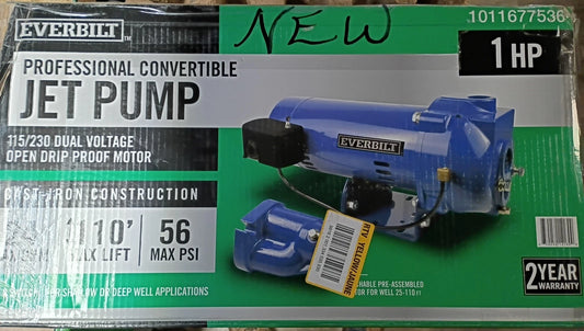 Everbilt HDCWJ10, 1 HP Professional Convertible Jet Pump 24 GPM, NEW OPEN BOX,